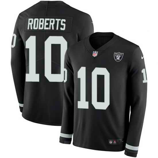 Nike Raiders #10 Seth Roberts Black Team Color Men Stitched NFL Limited Therma Long Sleeve Jersey